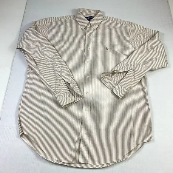 ralph lauren yarmouth dress shirt Rare Vintage RALPH LAUREN Yarmouth Button Front Dress Shirt 90s Polo Blue  SZ 17